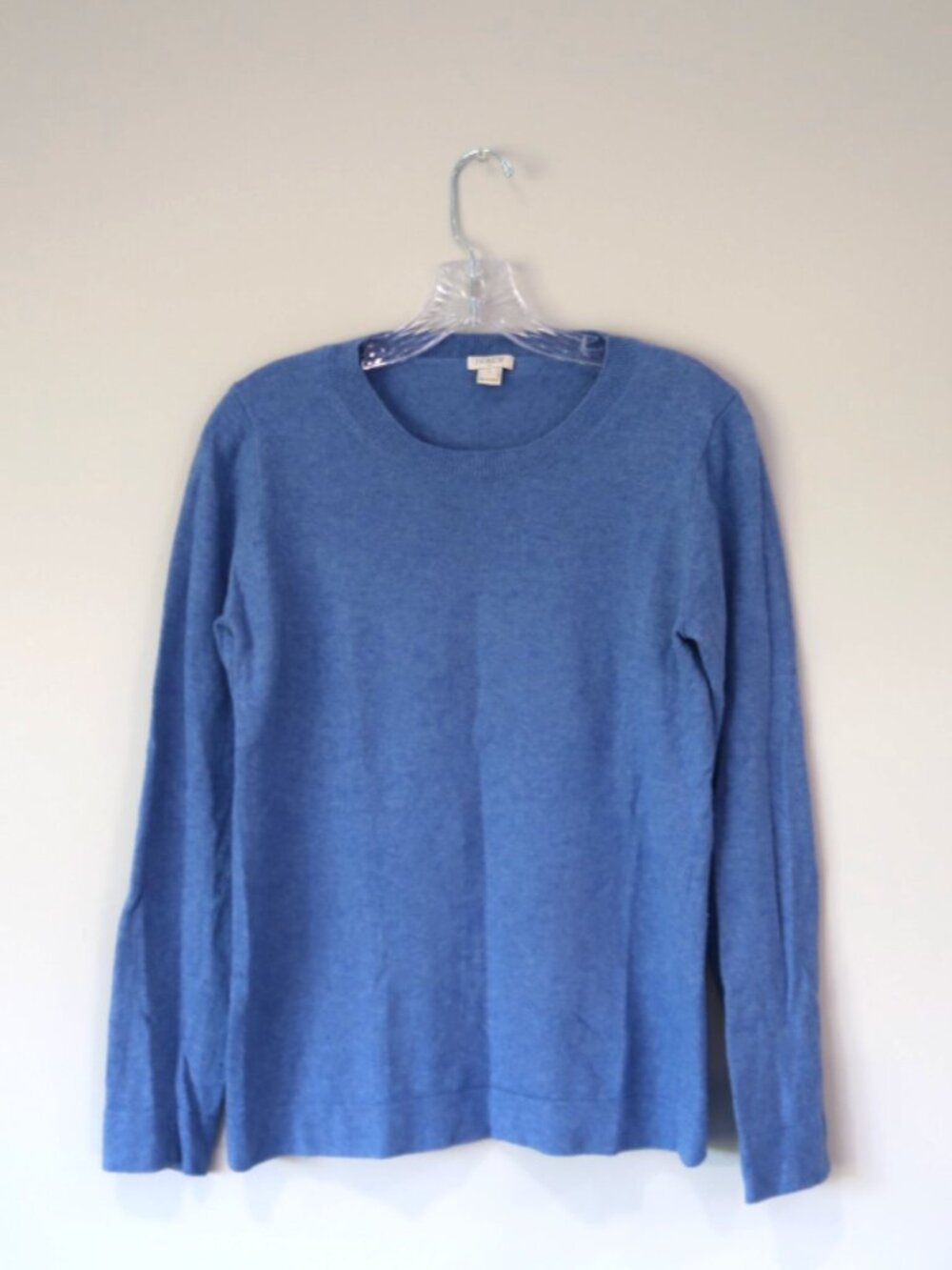Women's J. Crew Teddie Sweater Light Blue Cotton Wool Blend EUC Layering Classic